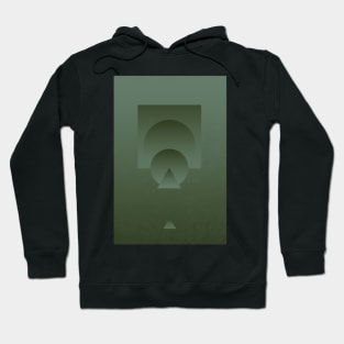 Gradient Geometry: Abstract Monochromatic Minimalist in Mossy Green Hoodie